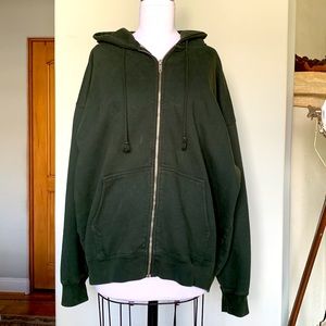 Brandy Melville Forest Green Christy Zip-Up Hoodie (Oversized)